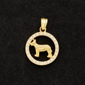 Detailed close-up of a gold-plated zodiac dog pendant with sparkling white zircons - Dog (Pendant Only Without Chain)