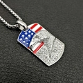 Vergoldete Edelstahl-Halskette mit US-Flaggen-Adler-Anhänger und glänzenden Strasssteinen - Anhänger Ohne Kette / Silber
