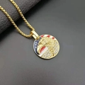 Hiphop gold plated eagle medallion pendant necklace with cubic zirconia and flag details - Model C (Pendant Only (Without Chain))