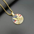 Gold-plated hip hop eagle pendant necklace with US flag enamel and cubic zirconia - Style A (Pendant Only (Without Chain))
