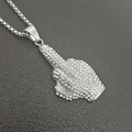 Hip-hop silver-toned middle finger fist pendant with full pavé cubic zirconia diamonds - Pendant Only (Without Chain) / Silver Style
