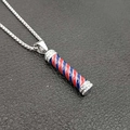 Collana con ciondolo a palo da barbiere placcato oro hiphop con strass e catena box - Ciondolo Solo (Senza Catena) / Colore acciaio