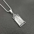 Gothic silver Virgin Mary pendant necklace in stainless steel with a vintage finish - Pendant Only - Steel Color (Without Chain)