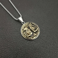 Vintage Egyptian Horus and Anubis coin pendant necklace in gold and black stainless steel - Two-Tone Gold Silver Pendant Only (Without Chain)