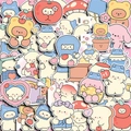 Set di adesivi impermeabili con orsetti e gatti carini per laptop in toni macaron - Simpatico Orso Yoko E Amici Cani
