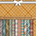 12er-Pack Vintage-Skarppbooking-Papier, 14x20cm schwerer Karton für DIY-Bastelarbeiten - Vintage-Karo