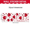 Detailliertes 90x30cm Layout der 35 roten Herzaufkleber für Valentinstag Wanddeko - 90x30cm (UV26T60007T_R)