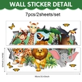 Detail van de 2 vellen muurstickers met jungle dieren, afmetingen 30x90cm - 3D Jungle Dieren Feeststijl (UV26Y80130T_R) / 90*30cm