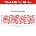 Detail of red Chinese New Year wall stickers featuring horse zodiac and lantern designs - 90cm x 30cm / Red (CT26Y80127S_R)