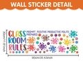Detail view of colorful PVC classroom rules wall sticker with motivational phrases - 90x30 / Multicolor Ink Splatter Inspirational Quotes