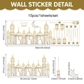 Detailed dimensions of golden moon star and lantern wall stickers for festive decor - 90x30cm / Gold Line Architecture Set (UV26Y80110T_R)