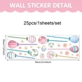 Easter PVC static window decals featuring colorful balloons and flowers, 25pcs set - Colored Balloon Series / 90x30cm / Colored Stripe Balloon Floral (UV26T60088T_R)