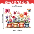 Detail view of watercolor floral and butterfly PVC wall stickers showing 40x30cm dimensions - 40*30cm / Watercolor Potted Flowers (CT26Y80175T_R)