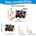 Dettaglio del set di adesivi murali monster truck con elementi da corsa su foglio 60x40cm - Stile Monster Truck da Corsa con Trofeo (CT24Y11663J_R) / Grande