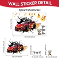 Dimensioni degli adesivi murali auto da corsa con foglio 60x40cm e adesivi 3D - 60*40cm / Effetto Parete Rotta Auto da Corsa Rossa (CT24Y11655J_R)