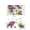 Detailed dimensions of PVC dinosaur wall stickers showing T-Rex and Triceratops sizes - Dinosaur World (UV26Y80178T_R) / 90*30cm*2 Sheets