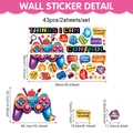 Detail view of video game wall sticker set with self-control phrases and dimensions - 90*30cm*2 Sheets / Pixel Game Controller Motivational Quotes (UV26Y80189T_R)