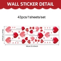 Detail showing dimensions and 43 pieces of heart-themed PVC wall stickers for Valentine's Day - 43 Components / Red (90*30cm)