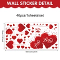 Detail of 46pcs red PVC heart wall stickers with 'Love' text for romantic room decor - 46 Components / Red (60*30cm)