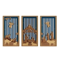 Dettaglio della natività in legno tagliato a laser, set da 3 pezzi in noce - Stile della Risurrezione (Y26Y90144_Q)