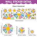 Gedetailleerde maattabel voor boho muurstickers met regenbogen en zonmotieven op vel - Bohemian Zon Regenboog Stijl (UV26Y80206T_R) / 90*30cm