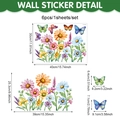 Detailed dimensions of waterproof PVC floral wall stickers with daisies and butterflies - 40x30cm / Watercolor Floral and Butterfly Style (CT26Y80197T_R)