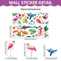 Dimensiones detalladas de los vinilos tropicales de flamenco y loro con 35 pegatinas - Tema Flamingo Loro Tropical (UV26Y80209T_R) / 90*30cm*2 Hojas