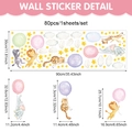 Detailblatt mit 80 Tier-Wandtattoos mit Maßen von Löwen und Giraffen für Kinder - Cartoon Tier Ballons (UV26Y80211T_R) / 90*30cm