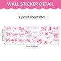 Lot de 30 stickers muraux autocollants en PVC avec nœuds et papillons roses bohèmes - 90x30cm / Motif Mixte Rose (UV26T60084T_R)