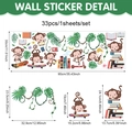 Detailansicht der 33-teiligen Affen-Wandsticker mit präzisen Größenangaben in cm und Zoll - Cartoon Affe Dschungel Stil (UV26T60082T_R) / 90*30cm