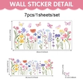 Detailweergave van de aquarel bloemen muurstickers met specifieke afmetingen en vlinders - Aquarel Bloemen Vlinder Stijl (CT26Y80254T_R) / 60*30cm