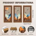 Detailed view of mountain landscape wood wall art set with dimensions and hanging hardware - Rosewood Frame Style (Y26Y90119_F)