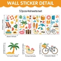 Detail view of 53 summer beach themed PVC wall stickers with specific size dimensions - 20*30cm / Beach Theme Style (CT26Y80253J_T)
