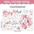 Pegatinas de pared de animales de dibujos animados con zorro y elefante rosa y gris - 90*30cm*2 Hojas / Estilo Elefante Rosa Conejo (UV26T60103T_R)