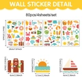 Detail view of 4-sheet summer wall sticker set with 80pcs tropical ocean themed PVC decals - 20*30cm / Summer Theme Style (UV26Y80252T_T)