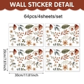 Set of 64 botanical wall stickers with mushrooms and leaves on four 20x30cm sheets - Set of Four Sheets / Autumn Leaves and Mushroom (UV26T60128T_T)