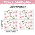 Detail of 4-sheet bohemian floral wall sticker set with 28 pink cherry blossom pieces - Set of Four Sheets / Cherry Blossom and Leaves (UV26T60127T_T)