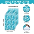 Detail of 6pcs blue mosaic tile stickers with waterproof and self-adhesive backing - Lake Blue Tile Style (LM26T60097J_T)