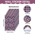 Detail view of purple mosaic wall stickers showing waterproof surface and self-adhesive back - Purple and Red Color Block Style (LM26T60096J_T)