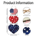 Detailed size chart of triple heart wooden patriotic sign with jute rope and dimensions - Heart Flag Style (Y26Y90134_Q)