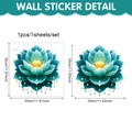 Dettaglio adesivo murale loto blu che mostra dimensioni foglio 30x30cm e misure reali - Loto Blu Ciano (UV26Y80276CT_T)