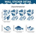 Detalle de 20 pegatinas de pared de peces azules con medidas y diseño para habitación - 20x30cm / Azul
