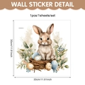 Dettaglio adesivo murale Pasqua con coniglio acquerello e uova colorate, 30x30 cm - 30*30cm / Stile Coniglio e Uovo ad Acquerello (UV26Y80304T_T)