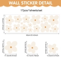 Detail of PVC self-adhesive flower wall stickers showing dimensions and 17pcs set layout - 90*30cm / Daisy Flower Style (UV26Y80349T_R)