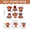 Independence Day themed Scottish Highland cow window stickers with patriotic star patterns - Patriotic Highland Cow Style (UV24Y10186T_T)