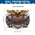 Detailed view of US 250th anniversary window sticker with golden eagle and flag motifs - Relief Golden Eagle Fighter Jet Style (UV26Y80346T_T)