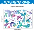 Detalle de 39 pegatinas de pared de sirena con medidas 60x40cm para decoración infantil - 60x40cm (UV26T60129T_R) / 39 Piezas (UV26T60129T_R)