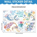 Vista detallada de 44 pegatinas de pared de sirena en dos hojas con motivos del océano - 90x30cm 2 Hojas (UV26T60180T_R) / 44 Piezas (UV26T60180T_R)