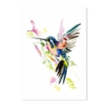 Detail of vibrant watercolor hummingbird canvas art showing rich brushstrokes and splashes - 40x50cm / Watercolor Hummingbird with Flowers (15290)