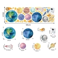 Detailed dimensions of watercolor space stickers including planets and astronauts - JBW9487 (96*30cm)